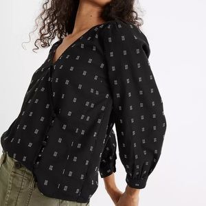 Madewell Kinston Side Wrap Balloon Sleeves Top